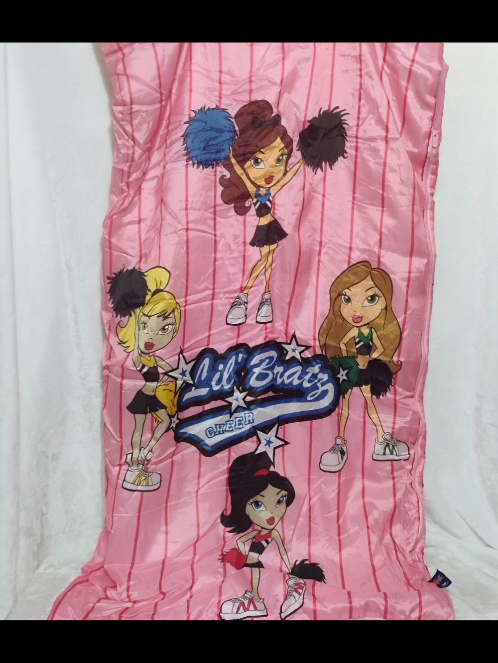 Vtg Y2K Lil Bratz Cheer Slumber Party Sleeping Bag Pink Cheerleader‎ MGA Doll